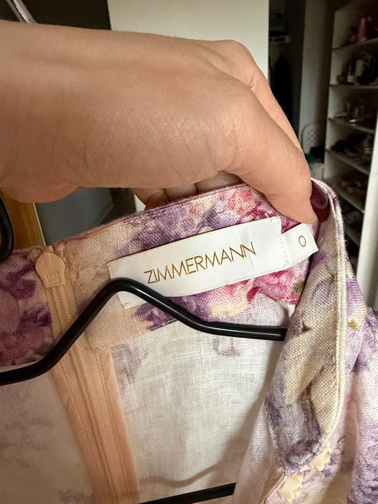 Zimmermann Lavender and Cream Floral Puff-Sleeve Mini Dress - Picture 3 of 5